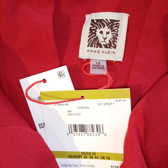 Anne Klein Titian Red Suit Blazer/Jacket   3 sizes avail  6 10 14 Open-Front NWT - Picture 12 of 12
